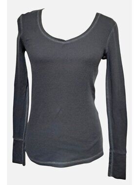 Mossimo Supply Co. Waffle Knit Top Womens Size M Long Sleeve Shirt Gray Cotton